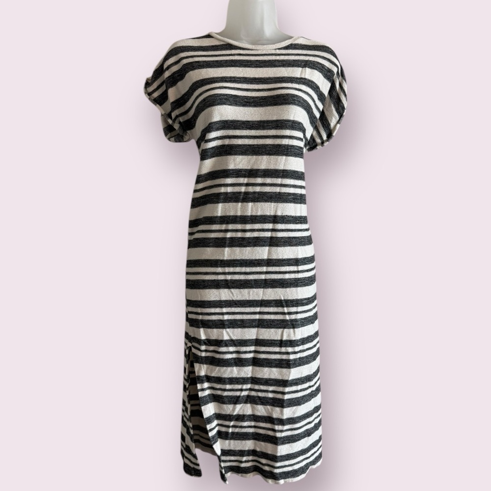 Zara Black and White Striped Midi Dress